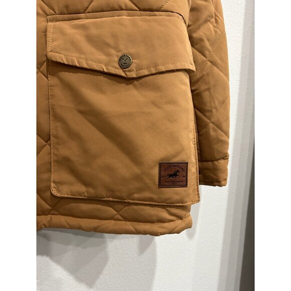 Yellowstone Mens Quilted Brown Jacket With Front Pockets Snap Closures Sz Medium - Picture 4 of 11